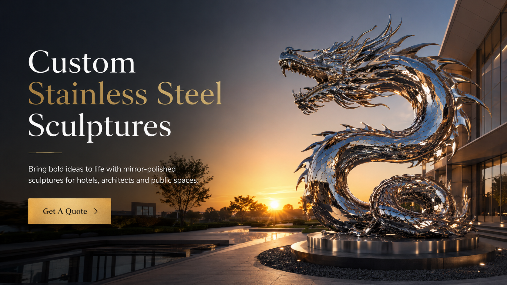 Custom stainless steel dragon sculpture