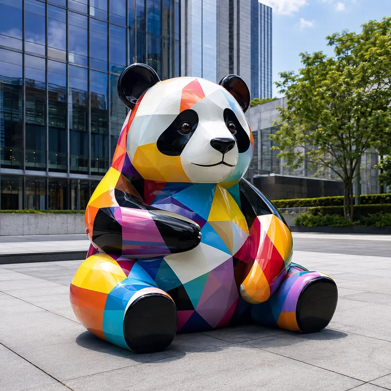 Colorful fiberglass outdoor sculpture