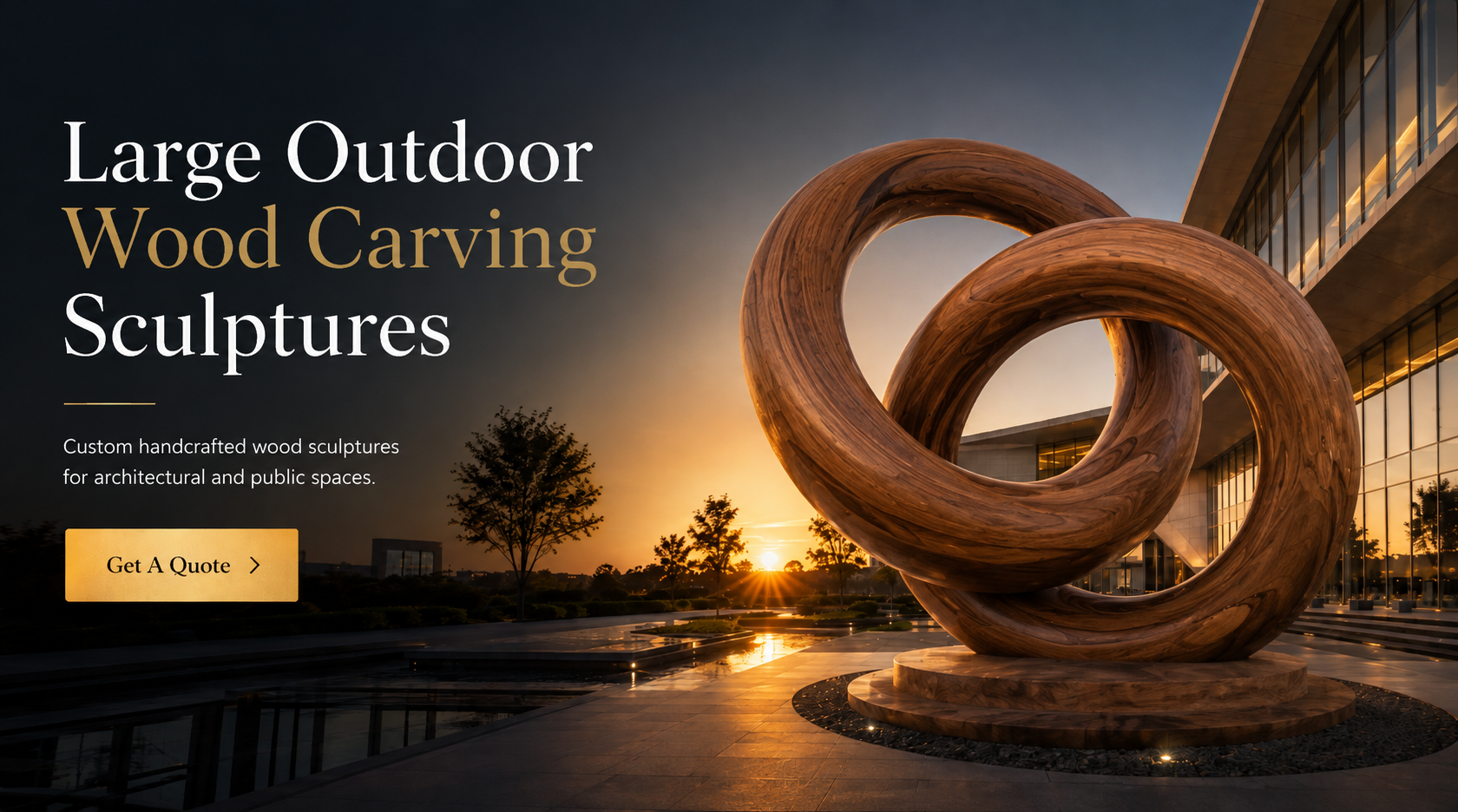 Large outdoor wood carving sculpture