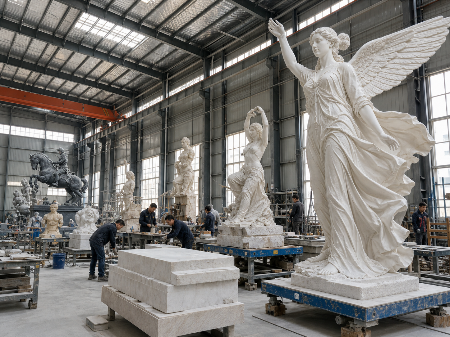 Custom sculpture factory workshop